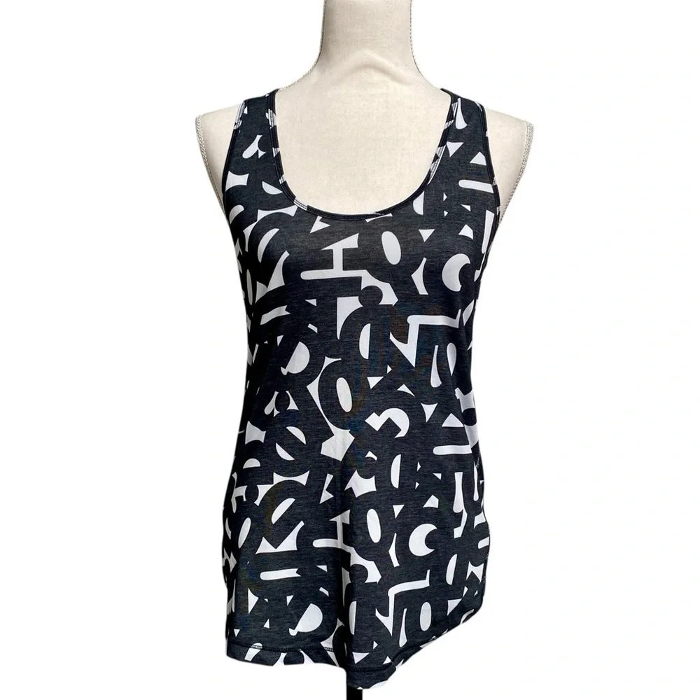 Nike Dri-FIT Racerback Tank Top Small Black White Graphic Workout Running Gym